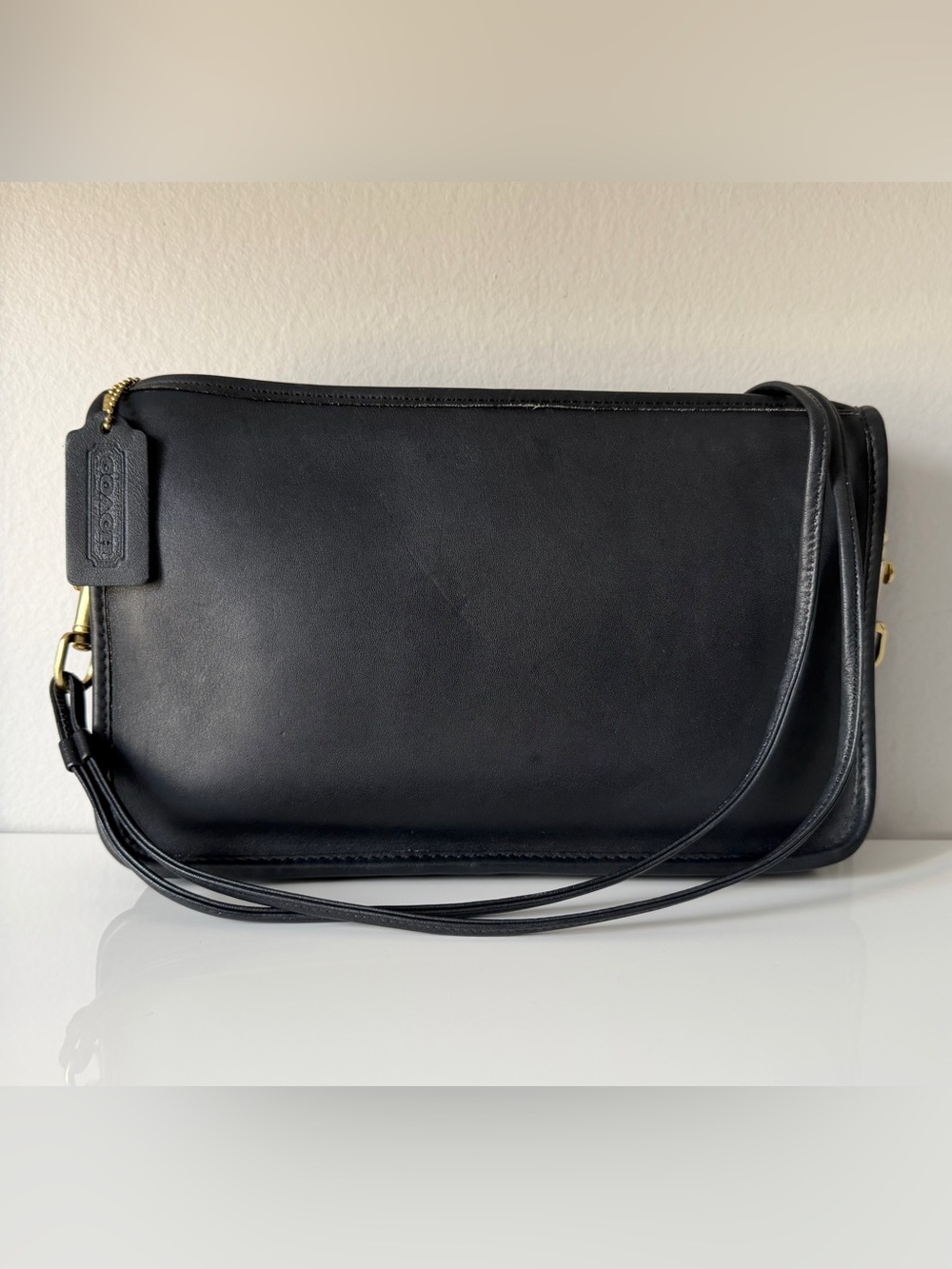 1994 Vintage Coach Black Leather Basic Bag 9455